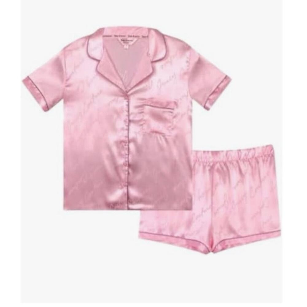 Juicy Couture Short Sleeve Button Down and Shorts Satin Pajama Set
Size small